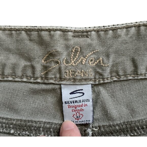 SILVER JEANS Womens Size 32 Olive Green GI Distressed Low Rise Bermuda Shorts - Picture 8 of 8